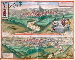 Caslav (Bohemia) - Chomutov, República Checa- en "Civitates Orbis Terrarum" de Georg Braun, Colonia 1617