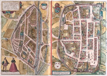 Chartres, Francia, en "Civitates Orbis Terrarum" de Georg Braun, Colonia 1617,