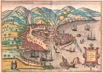 Quíos, Grecia - en "Civitates Orbis Terrarum" de Georg Braun, Colonia 1617