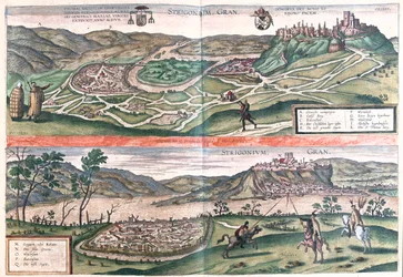Esztergom, Hungría - en "Civitates Orbis Terrarum" de Georg Braun, Colonia 1617