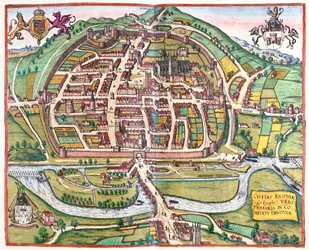 Exter, Inglaterra - en "Civitates Orbis Terrarum" de Georg Braun, Colonia 1617