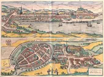 Flensburg - Itzehoe, Alemania - en "Civitates Orbis Terrarum" de Georg Braun, Colonia 1617