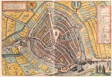 Goude, Países Bajos - en "Civitates Orbis Terrarum" de Georg Braun, Colonia 1617