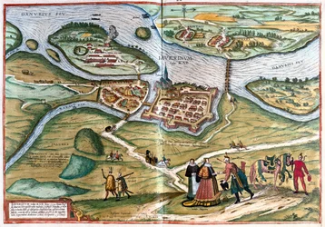 Gyor, Hungría - en "Civitates Orbis Terrarum" de Georg Braun, Colonia 1617