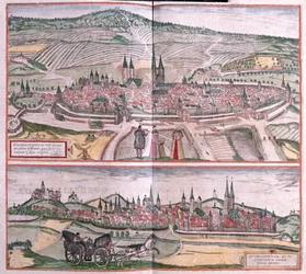 Halberstadt y Quedlinburg, Alemania - en "Civitates Orbis Terrarum" de Georg Braun, Colonia 1617