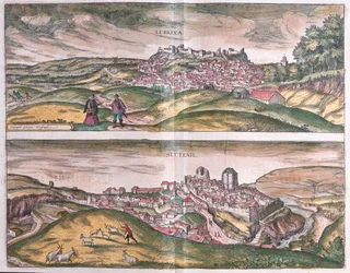 Lebrija - Settenil - España, en "Civitates Orbis Terrarum" de Georg Braun, Colonia 1617