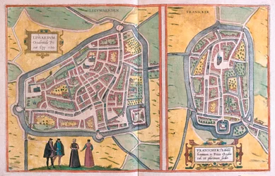 Leeuwarden (frisón occidental), Franeker, Países Bajos - en "Civitates Orbis Terrarum" de Georg Braun, Colonia 1617
