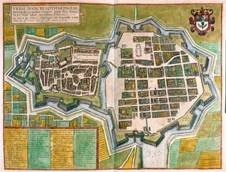 Nancy, Francia - en "Civitates Orbis Terrarum" de Georg Braun, Colonia 1617