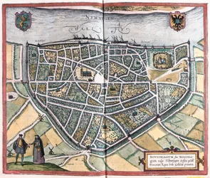 Nimega - Países Bajos, en "Civitates Orbis Terrarum" de Georg Braun, Colonia 1617