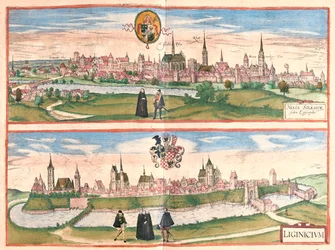 Nysa - Legnica, Polonia - en "Civitates Orbis Terrarum" de Georg Braun, Colonia 1617
