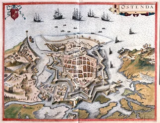 Ostende, Bélgica- en "Civitates Orbis Terrarum" de Georg Braun, Colonia 1617