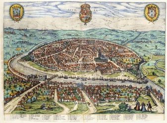 Plano y vista de Sevilla, 1579-1590