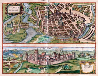 Poznan - Krosno, Polonia - en "Civitates Orbis Terrarum" de Georg Braun, Colonia 1617