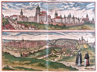 Praga (Bohemia), República Checa - en "Civitates Orbis Terrarum" de Georg Braun, Colonia 1617