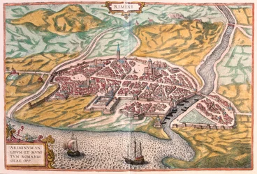Rímini, Italia - en "Civitates Orbis Terrarum" de Georg Braun, Colonia 1617