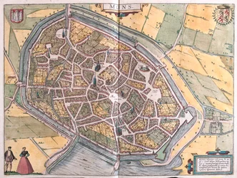 Ruen, Nimes y Burdeos, Francia - en "Civitates Orbis Terrarum" de Georg Braun, Colonia 1617