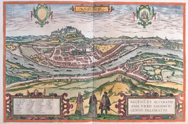 Salzburgo, Alemania - en "Civitates Orbis Terrarum" de Georg Braun, Colonia 1617