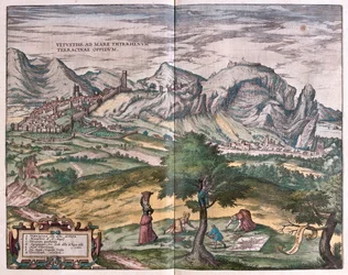 Terracina, Italia - en "Civitates Orbis Terrarum" de Georg Braun, Colonia 1617