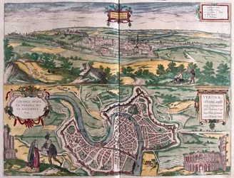 Verona, Italia - en "Civitates Orbis Terrarum" de6 Georg Braun, Colonia 1617