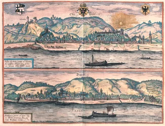 Vosavia (Ficelia) Oberwesel - Boppard, Alemania - en "Civitates Orbis Terrarum" de Georg Braun, Colonia 1617