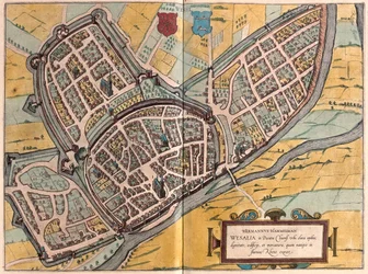 Wesel,en Renania del Norte-Westfalia, Alemania - en "Civitates Orbis Terrarum" de Georg Braun, Colonia 1617