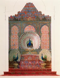 Diseño para el Trono del Pavo Real del claustro morisco en el castillo real de Luis II en Linderhof