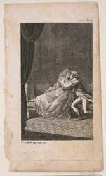 Ilustración con pareja de enamorados