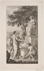 Ilustración con escena de sacrificio