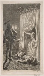 Ilustración con escena de dormitorio