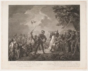 La famosa batalla del rey Valdemar II en la ciudad de Wolmar en Letonia, 1219