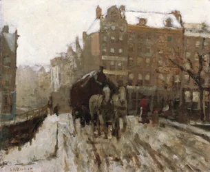 Puente sobre el Canal Singel por la Paleisstraat, Ámsterdam, c.1895-1900