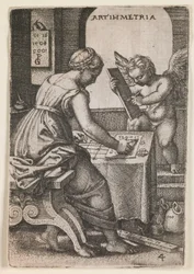 Arithmetria, de la serie "Las artes liberales", c.1541 (grabado)