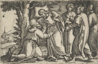 Cristo sanando al leproso, de La historia de Cristo, 1534-35