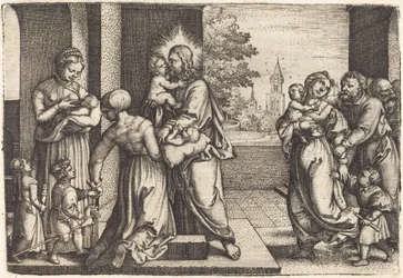 Cristo rodeado de niños