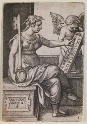 Grammatica, de la serie "Las artes liberales", c.1541 (grabado)