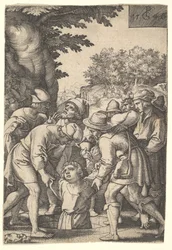 José bajado a un pozo por sus hermanos, de la serie La historia de José, 1546