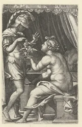 Medea le da a Jason la imagen de Ganímedes con un águila Medea le devuelve el Penaten a Jason Medea (título sobre objeto) heroínas griegas (título de la serie)