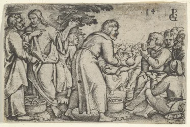 El milagro de los panes y los peces, de La historia de Cristo, 1534-35