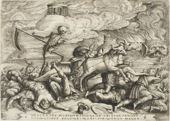 El triunfo de la muerte, placa cinco de Los triunfos de Petrarca