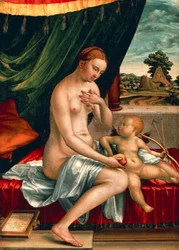 Venus y Cupido de Georg Pencz (hacia 1500-1550), óleo sobre tabla, 47x34 cm, hacia 1528