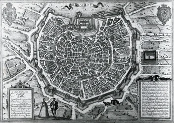 Mapa de la ciudad de Milán en 1572