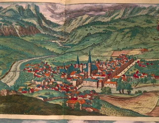 Ciudad de Bressanone, de Civitates Orbis Terrarum por Georg Braun