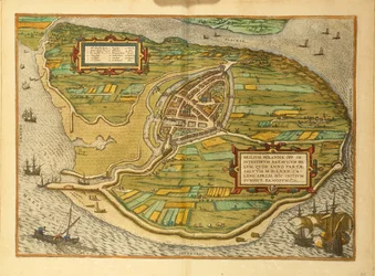 Mapa de Brielle de Civitates Orbis Terrarum por Georg Braun