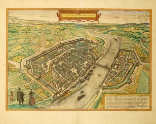Mapa de Frankfurt de Civitates Orbis Terrarum por Georg Braun