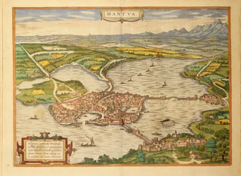 Mapa de Mantua de Civitates Orbis Terrarum por Georg Braun