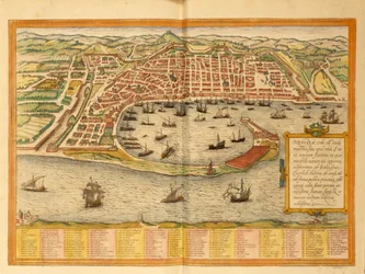 Mapa de Messina de Civitates Orbis Terrarum por Georg Braun