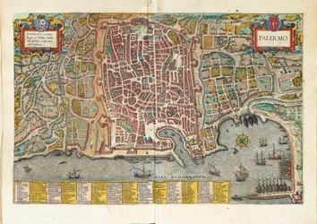 Mapa de Palermo del Civitates Orbis Terrarum de Georg Braun