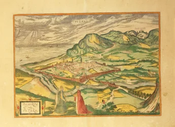 Mapa de Pesaro del Civitates Orbis Terrarum de Georg Braun