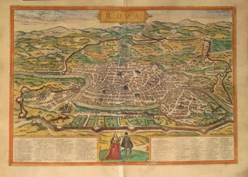 Mapa de Roma de Civitates Orbis Terrarum por Georg Braun