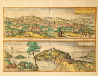 Mapa de San Sebastián y Burgos del Civitates Orbis Terrarum de Georg Braun